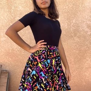 Skater Skirt with Colorful Animal Figures